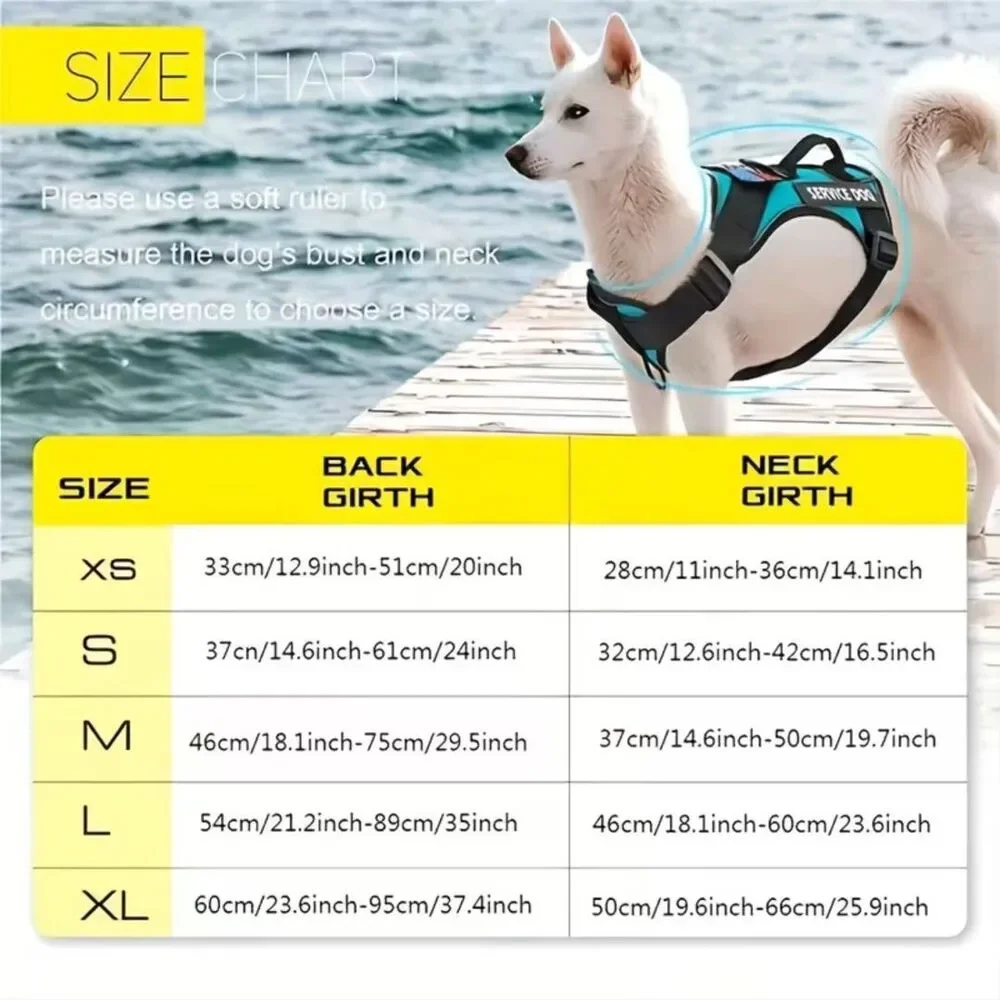 Adjustable RED Reflective SERVICE DOG  Harness Vest  For Small & Medium Pets